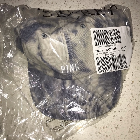 Vs Victorias Secret Pink Adjustable Baseball Hat Cap Grey Tint Tie Dye - Picture 2 of 3